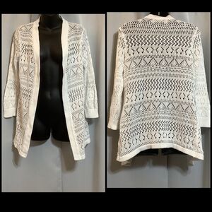 Classic Editions Cardigan Women’s Size Medium Open Front Cotton White